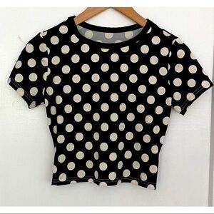 Black and White Polka Dotted Crop  Top
